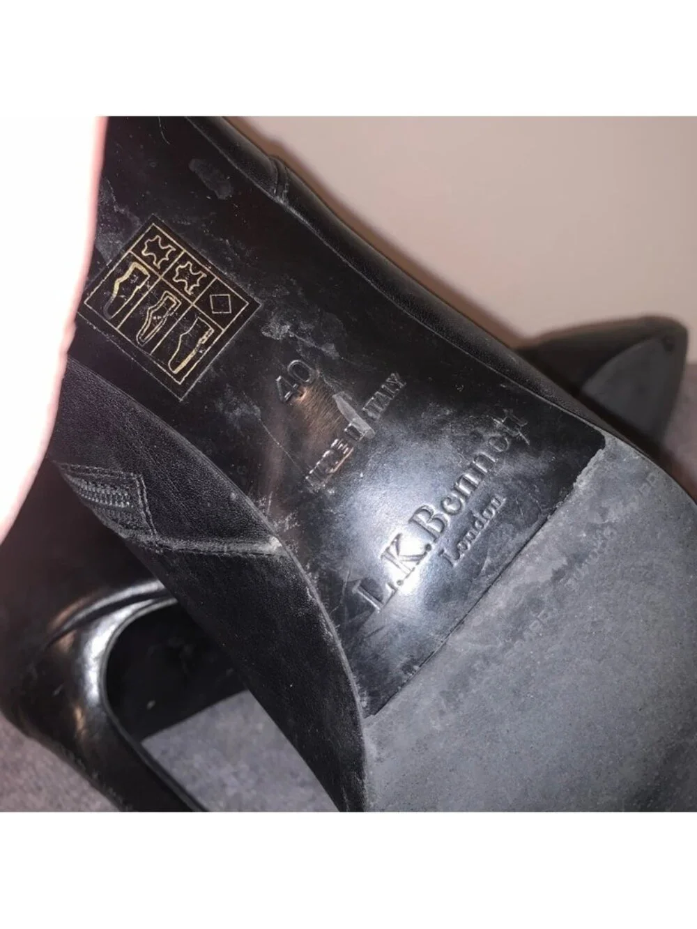 LK Bennett Black Leather Stiletto Ankle Boots 40